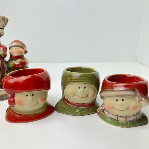 Yankee Candle Snowmen Kids Candle Holder by Ronnie Walter w/ 3 Matching Minis - Picture 3 of 15